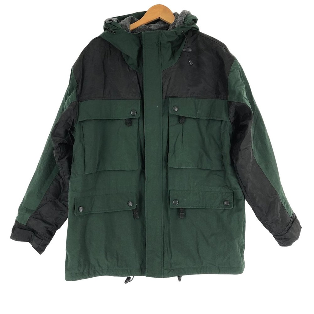 Club Room Men's Size Medium Green Black Fleece Lined Oversized Full Zip Jacket
